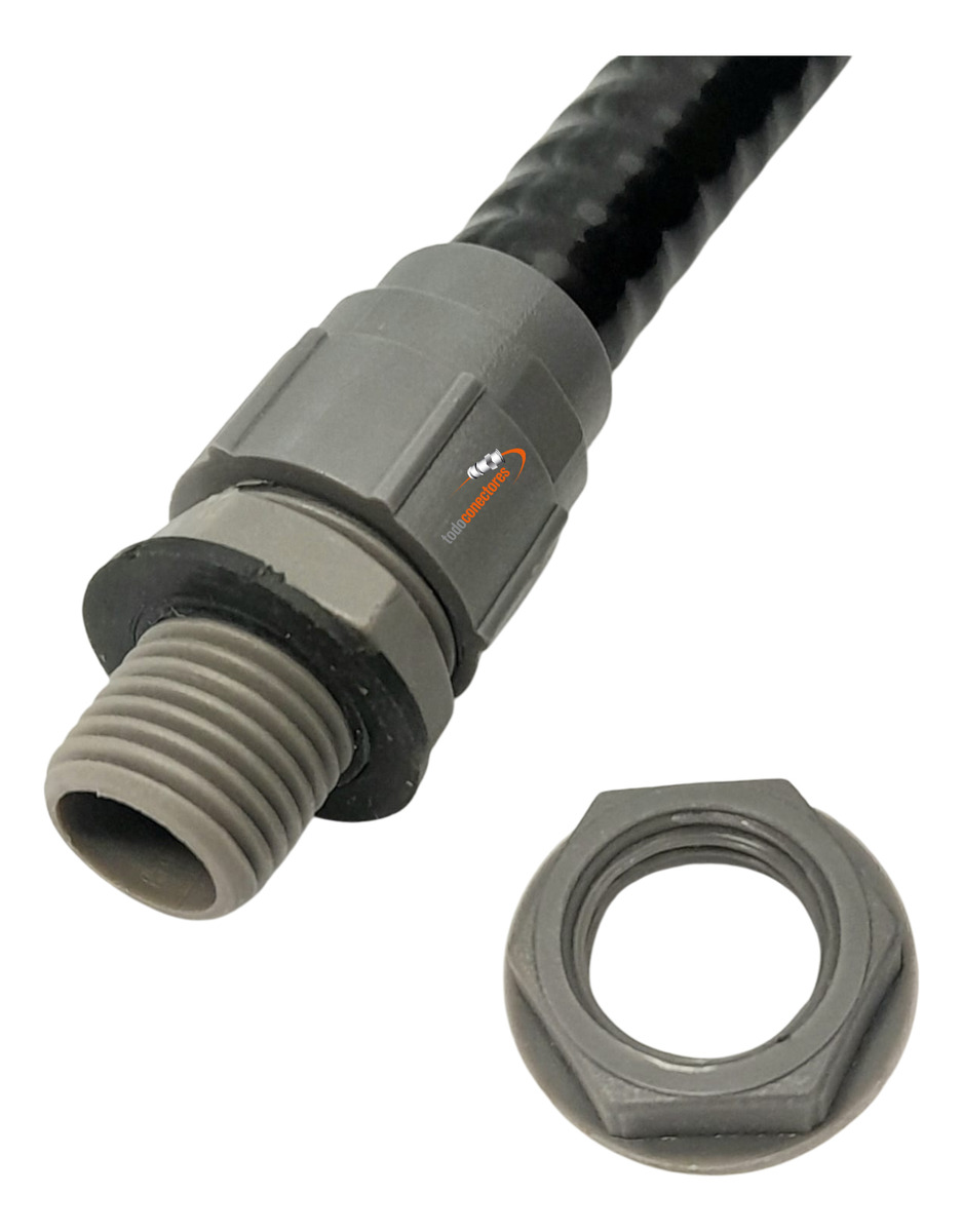 Conector Macho 7/8 Pulgada Recto C/ Rosca Caño Flexible X10u - Imagen 2