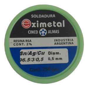 Estaño Sin Plomo Eximetal 0.5mm Sn.96,5 Ag.3 Cu.0,5 250grs.