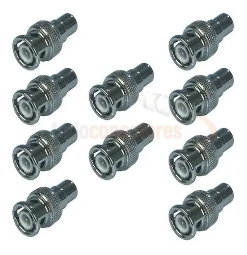 Conector Adaptador Bnc Macho A Rca Hembra X10 Unids - Imagen 2