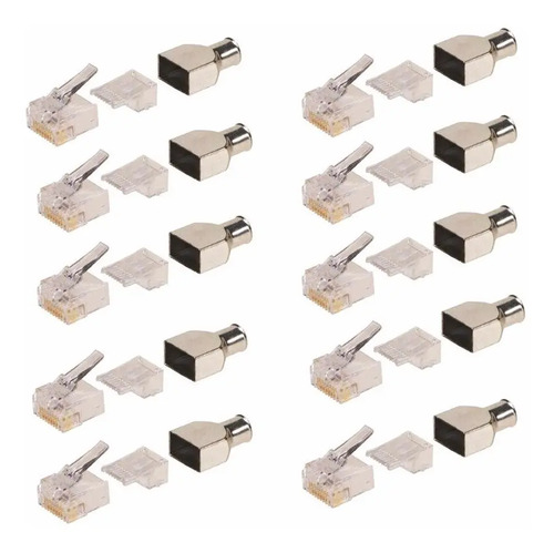 Conector Ficha Plug Rj-45 Blindado Cat 6 Amp Tyco P/jack X10 - Imagen 2